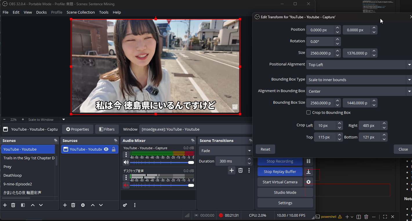 Cropping the Output